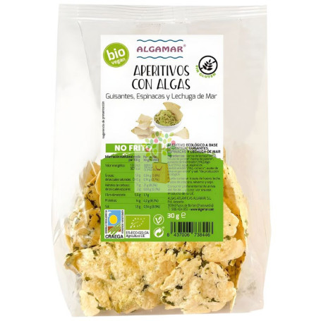 APERITIVO DE GUISANTES, ESPINACAS Y LECHUGA DE MAR 30G ALGAMAR