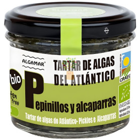 TARTAR ALGAS DEL ATLÁNTICO PEPINILLOS Y ALCAPARRAS 100G ALGAMAR