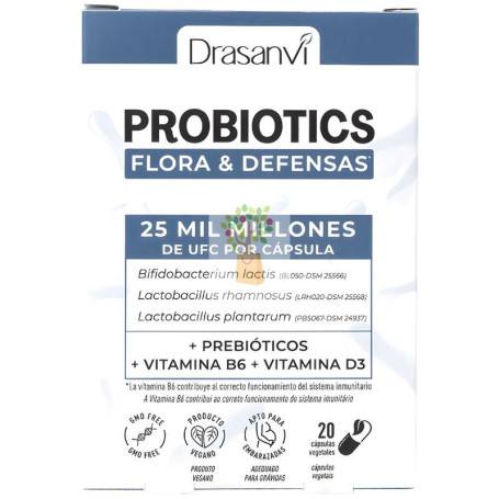 PROBIOTICS FLORA Y DEFENSAS 20 CÁPSULAS DRASANVI