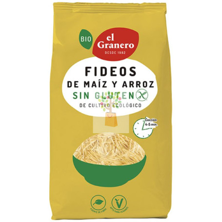 FIDEOS DE MAÍZ Y ARROZ SIN GLUTEN BIO 500G GRANERO
