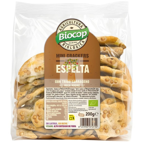 MINI CRACKERS ESPELTA Y TRIGO SARRACENO MASA MADRE 200G BIOCOP