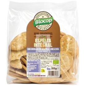 MINI CRACKERS ESPELTA INTEGRAL Y SEMILLAS MASA MADRE 200G BIOCOP