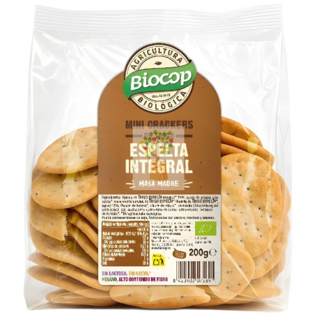 MINI CRACKERS DE ESPELTA INTEGRAL MASA MADRE 200G BIOCOP