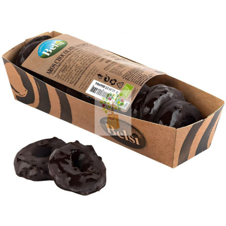AROS DE CACAO CON CUBIERTA DE CHOCOLATE NEGRO 250G BELSI