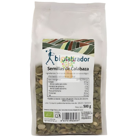 PIPAS DE CALABAZA PELADAS 500G BIOLABRADOR