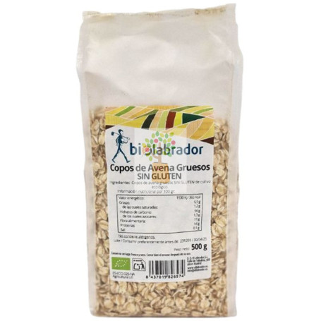 COPOS DE AVENA GRUESOS SIN GLUTEN 500G BIOLABRADOR