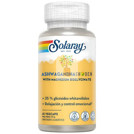 ASHWAGANDHA SHODEN CON MAGNESIO 60 CÁPSULAS VEGETALES SOLARAY
