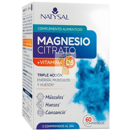 MAGNESIO CITRATO + VITAMINA D3 60 COMPRIMIDOS NATYSAL