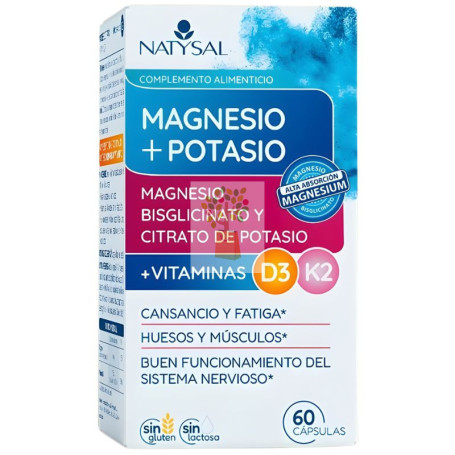 MAGNESIO + POTASIO + D3 + K2 60 CÁPSULAS NATYSAL
