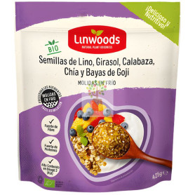 SEMILLAS DE LINO MOLIDAS CON 4 SEMILLAS BIO 425G LINWOODS