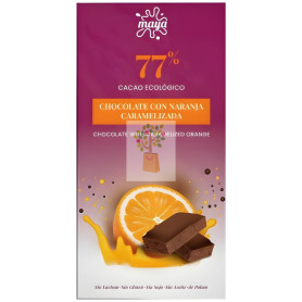 TABLETA CHOCOLATE 77% CON NARANJA CARAMELIZADA 70G MAYA ORGANIC
