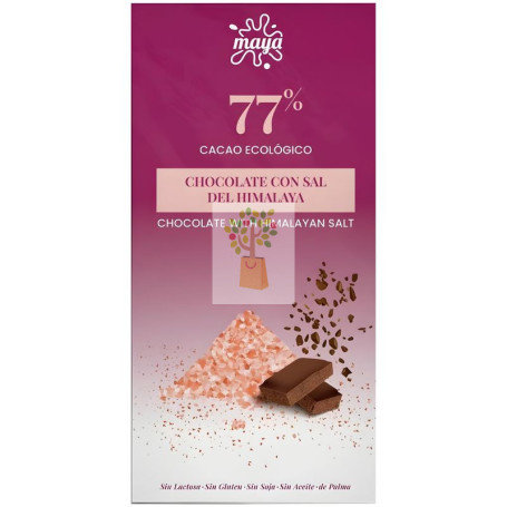 TABLETA CHOCOLATE 77% CON SAL ROSA DEL HIMALAYA 70G MAYA ORGANIC