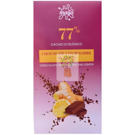TABLETA DE CHOCOLATE 77% CON JENGIBRE AL LIMÓN 70G MAYA ORGANIC