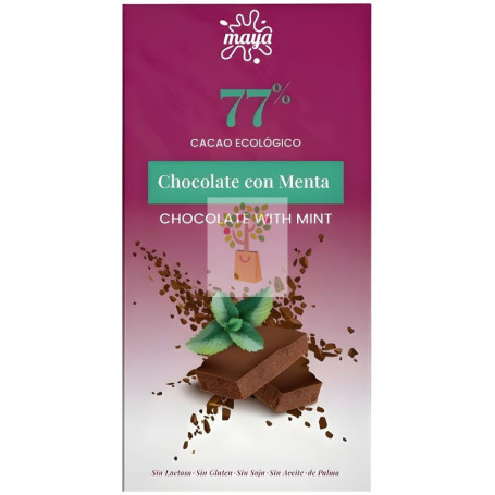 TABLETA DE CHOCOLATE 77% CON MENTA 70G MAYA ORGANIC