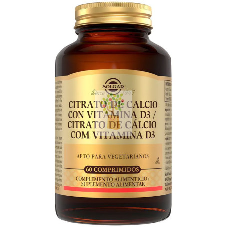 CITRATO DE CALCIO CON VITAMINA D3 60 COMPRIMIDOS SOLGAR
