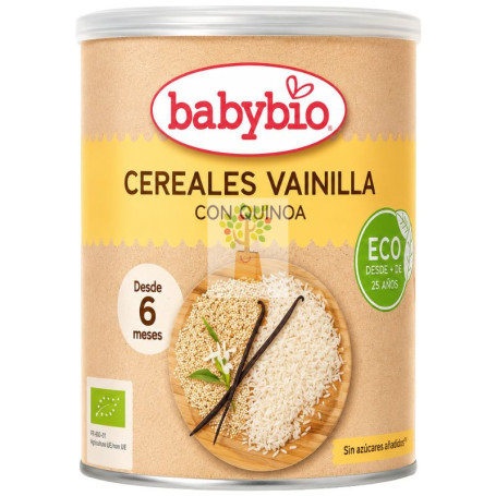 PAPILLA DE CEREALES CON QUINOA SABOR VAINILLA 220G BABYBIO