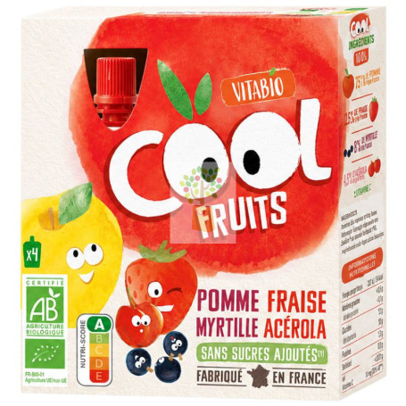 COOL FRUITS PURÉ DE MANZANA, FRESA Y ARÁNDANO 4X90G BABYBIO