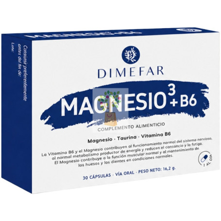 MAGNESIO³ + B6 30 CÁPSULAS DIMEFAR