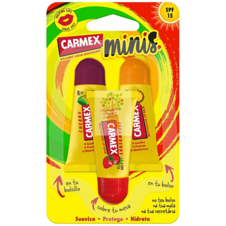 TRIPLO MINI TUBOS BÁLSAMO LABIAL HIDRATANTE SPF15 15G CARMEX