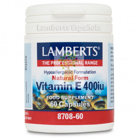 VITAMINA E NATURAL 400UI 60 CAPSULAS LAMBERTS