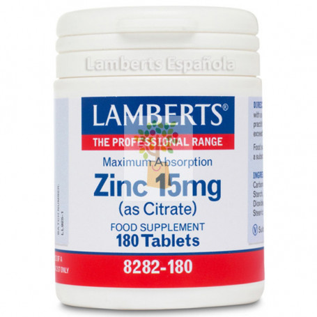 ZINC 15Mg. (COMO CITRATO) 180 TABLETAS LAMBERTS