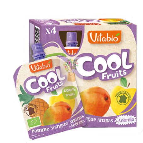 VITABIO COOL FRUITS MANZANA-MANGO-PIÑA BIO 4x90Gr. BABYBIO